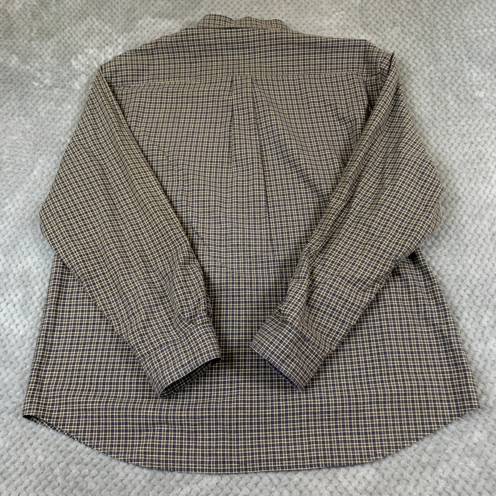 Abercrombie & Fitch Shirt Mens XL Blue Tan Plaid Cotton Button Down Y2K - Picture 4 of 7